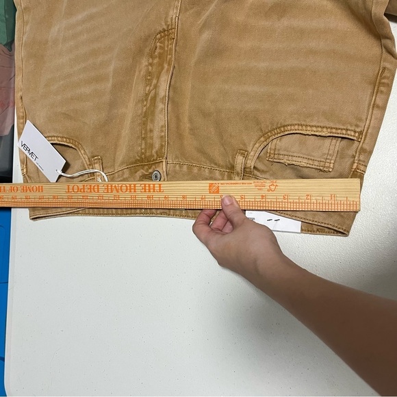 Vervet Leslie Super High Rise 90's Vintage Crop Flare Jeans Tan Brown Size 32 U - Picture 11 of 11